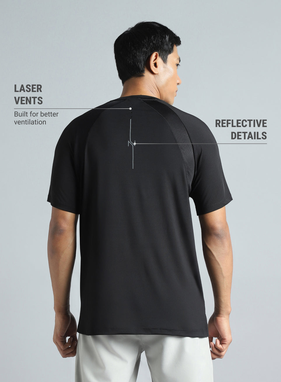 Men's Black Pace up Running T-Shirt