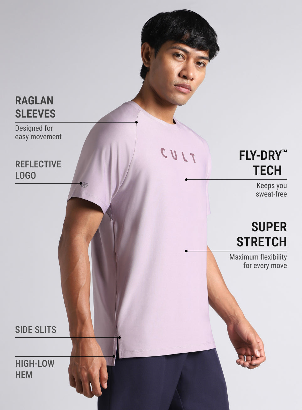 Men's Purple Pace up Running T-shirt