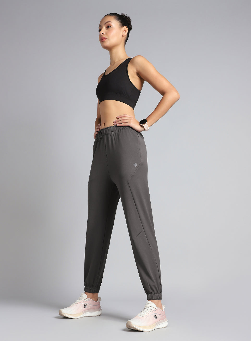 Women's Dark Grey Pace Up Joggers
