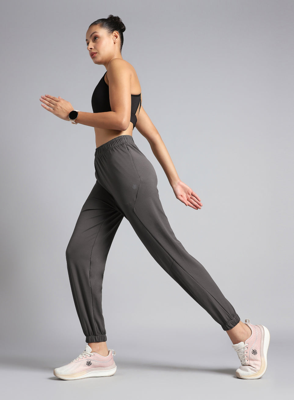 Women's Dark Grey Pace Up Joggers