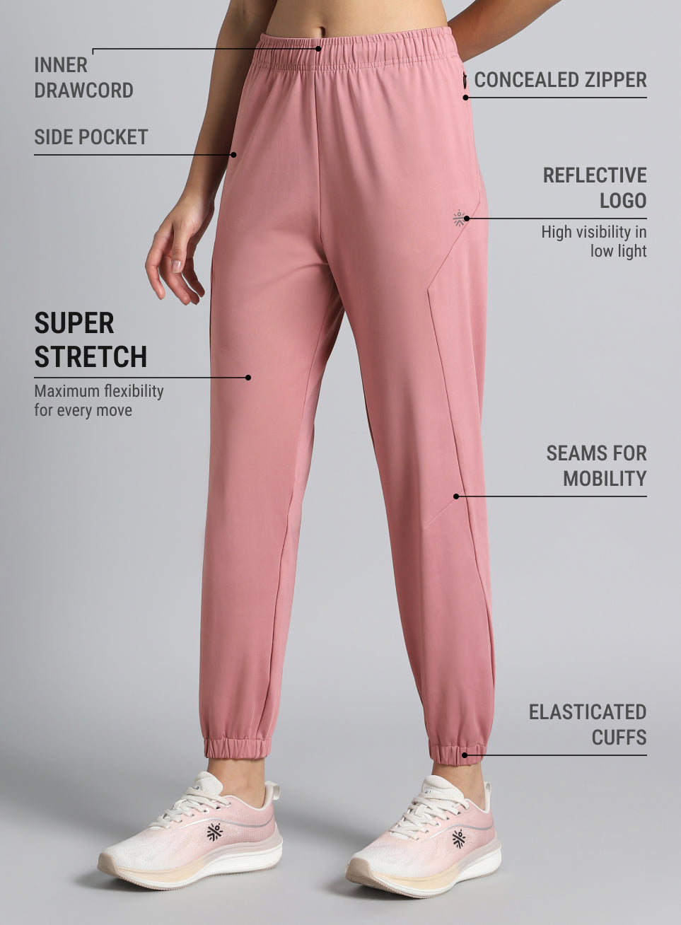 Women's Pink Pace Up Joggers