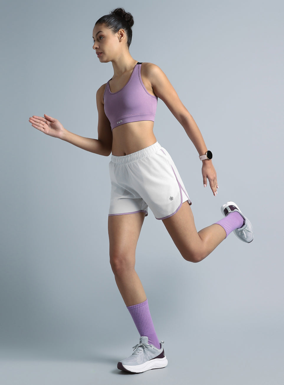 Women's White Pace Up Running Shorts