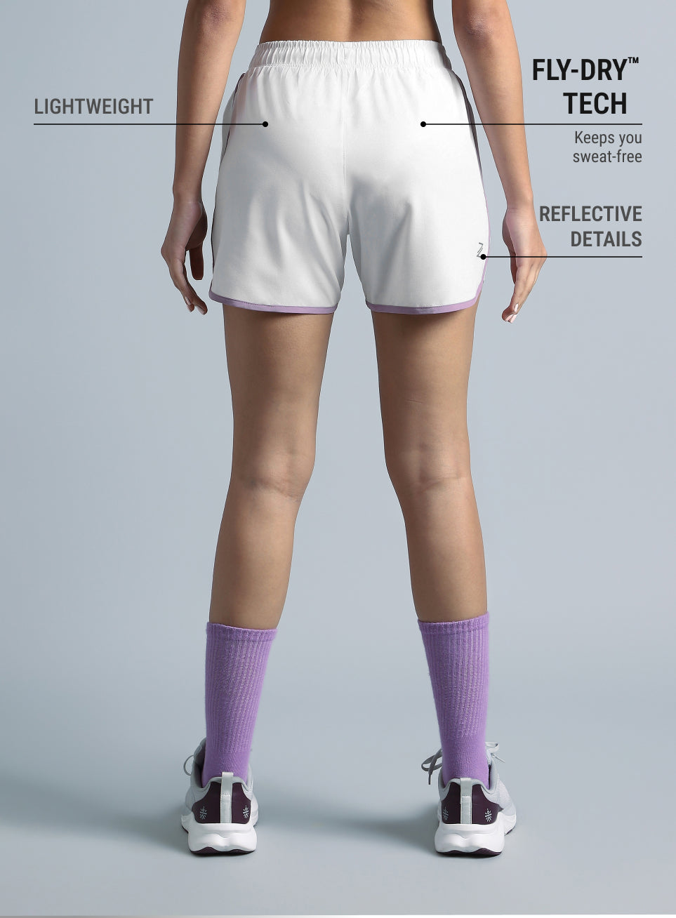 Women's White Pace Up Running Shorts