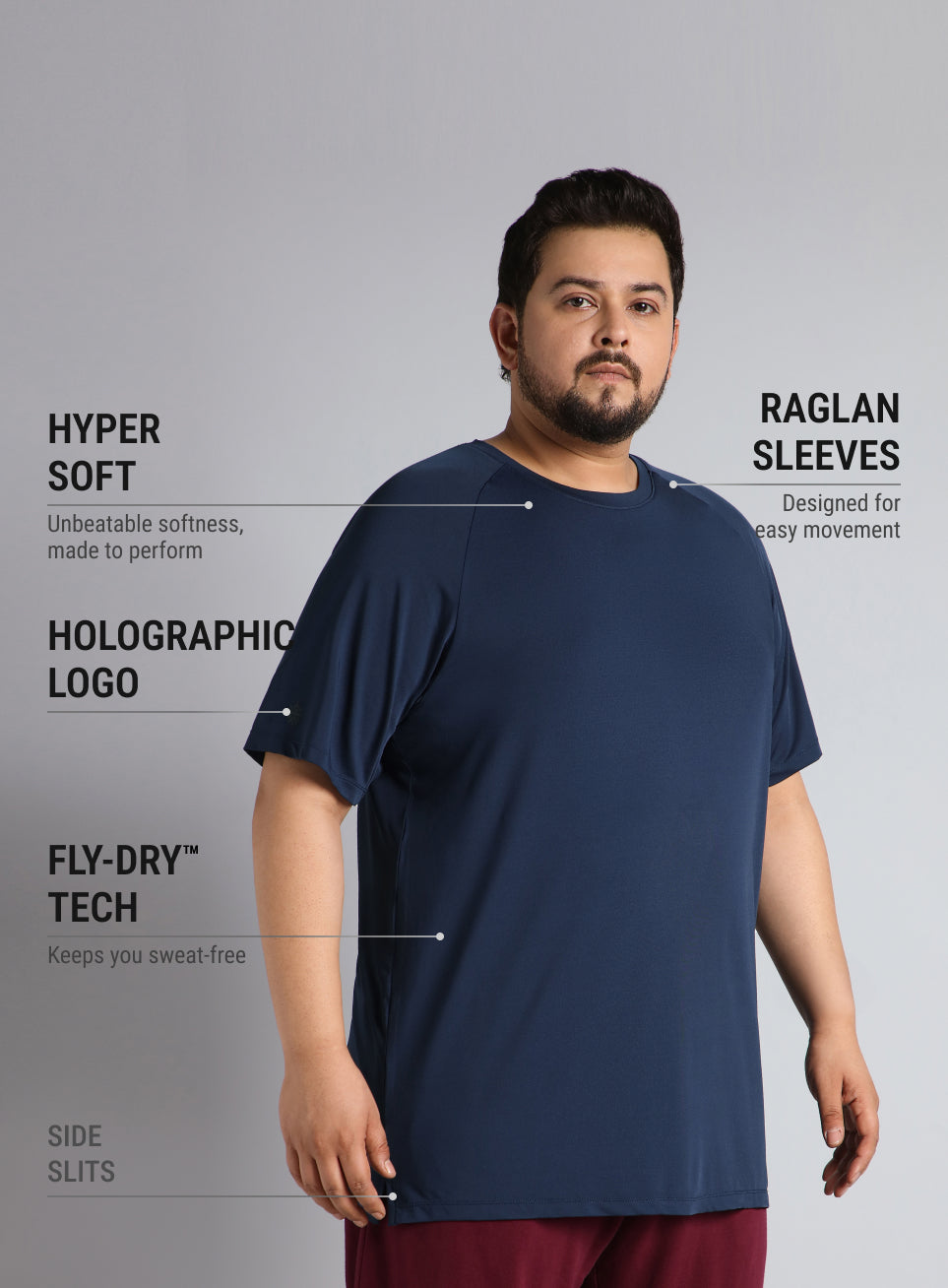 Men's Navy Ultimate Training Plus Size regular fit T-shirt