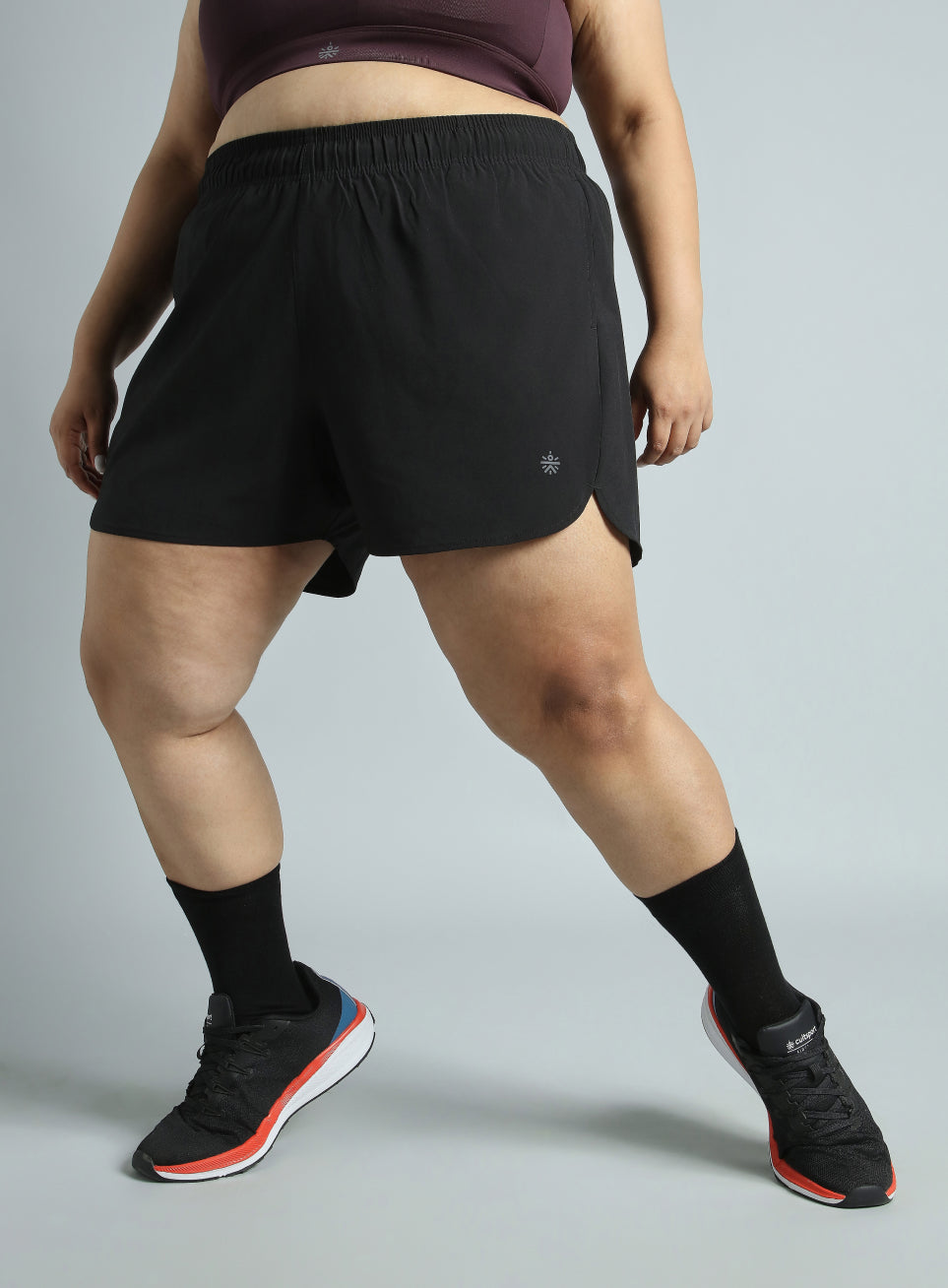 Women's Black Running Essential Plus Size Shorts