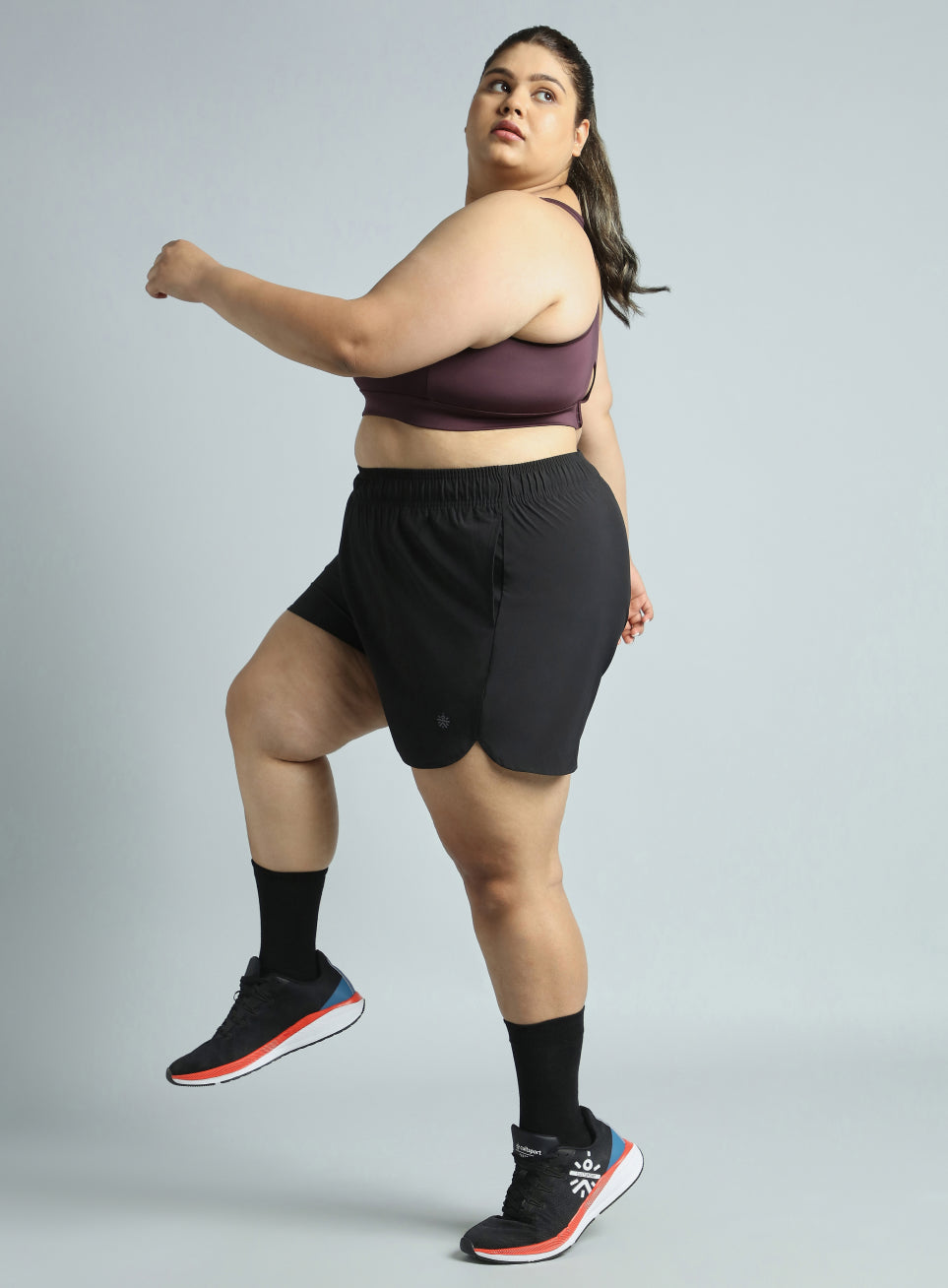 Women's Black Running Essential Plus Size Shorts