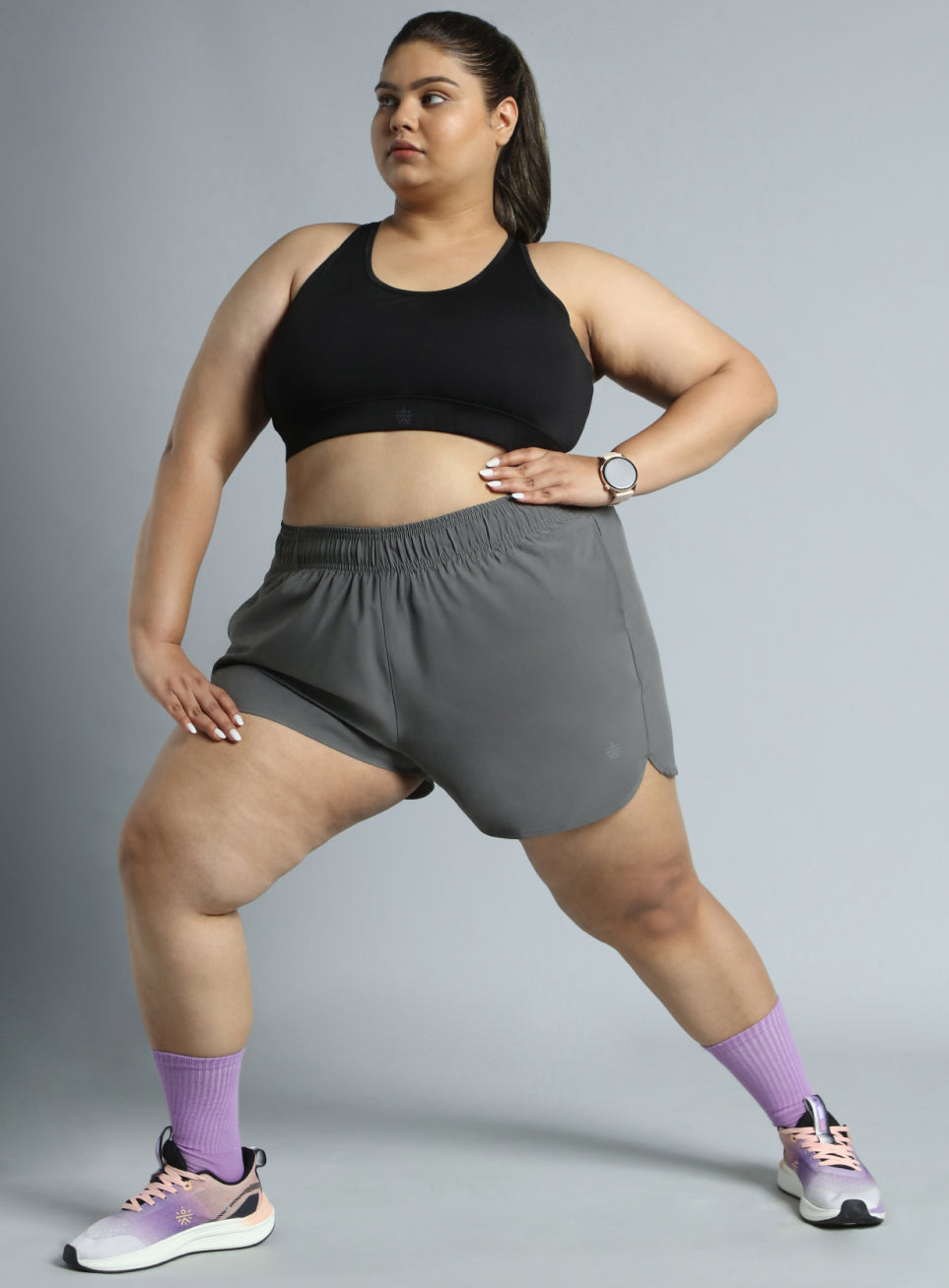 Women's Dark Grey Running Essential Plus Size Shorts