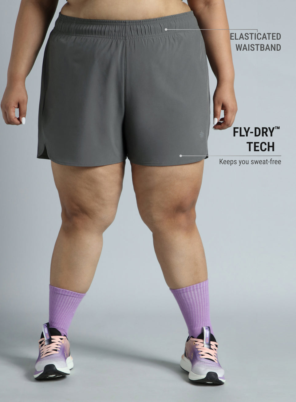 Women's Dark Grey Running Essential Plus Size Shorts