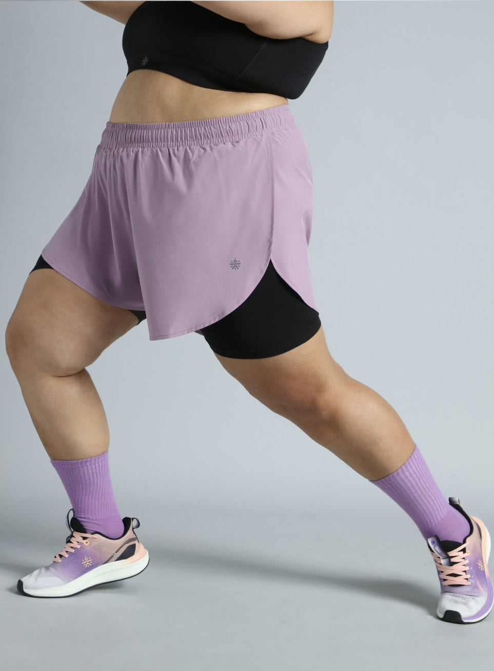 Women's Purple Running Essential Plus Size Built in Shorts