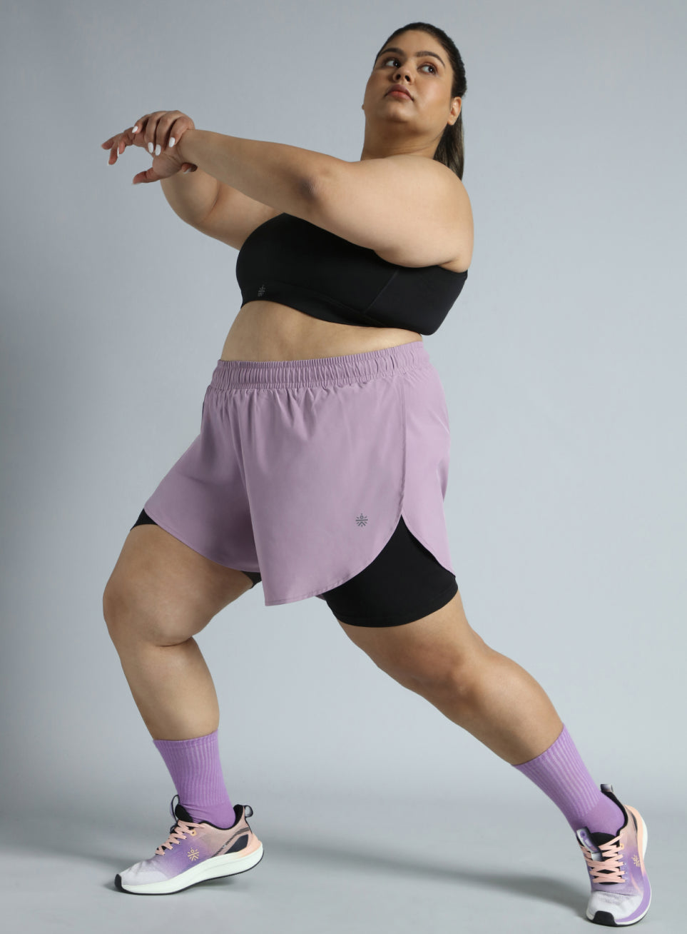 Women's Purple Running Essential Plus Size Built in Shorts