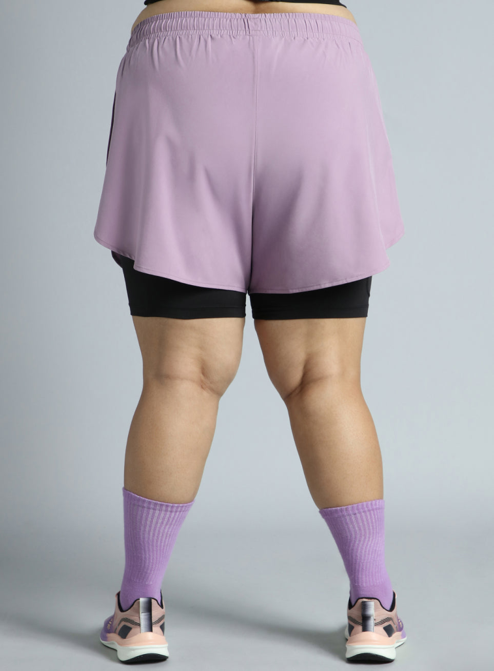 Women's Purple Running Essential Plus Size Built in Shorts