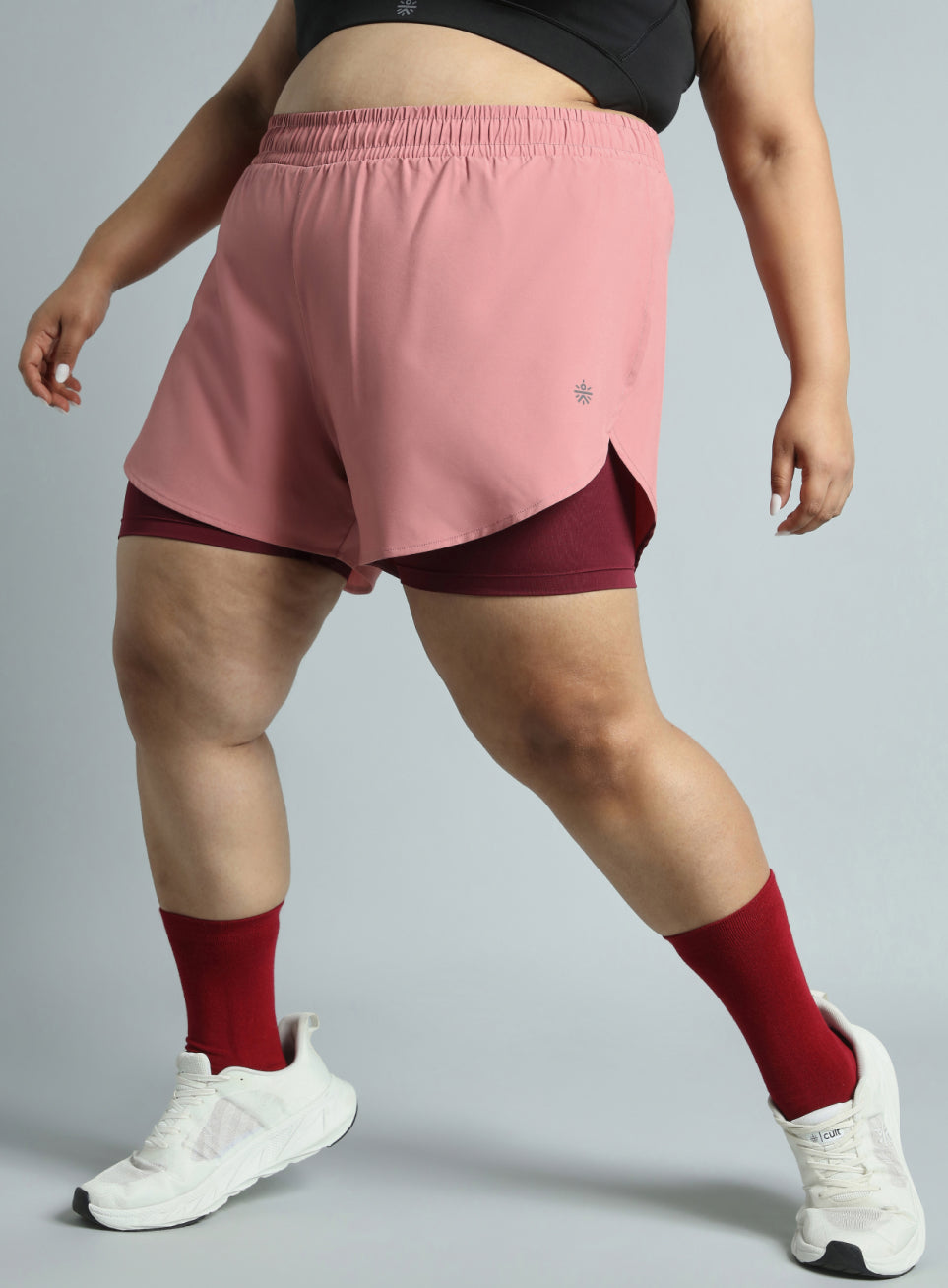 Women's Pink Running Essential Plus Size Built in Shorts