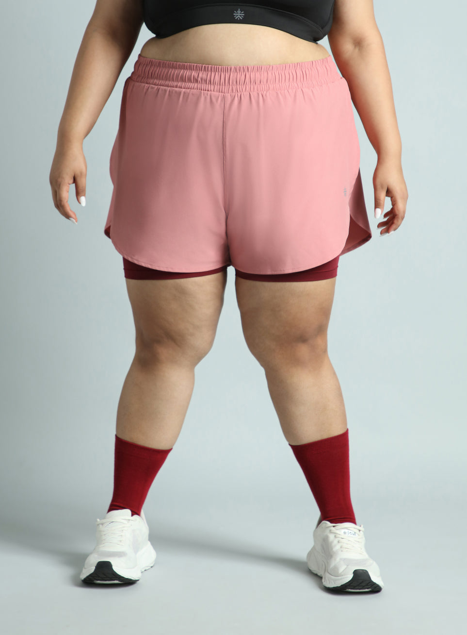 Women's Pink Running Essential Plus Size Built in Shorts