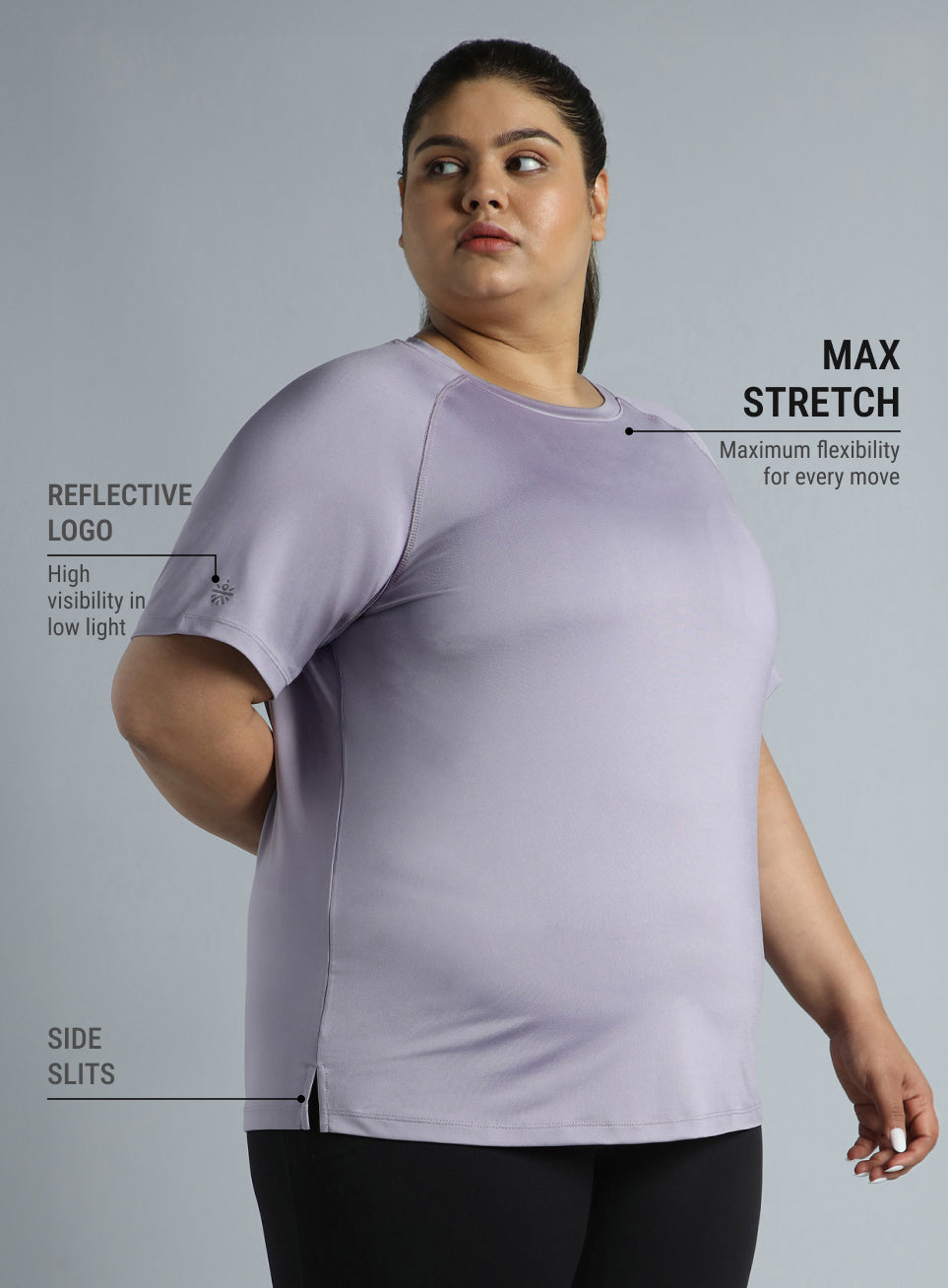 Women's Purple Running Essential Plus Size Regular Fit T-shirt