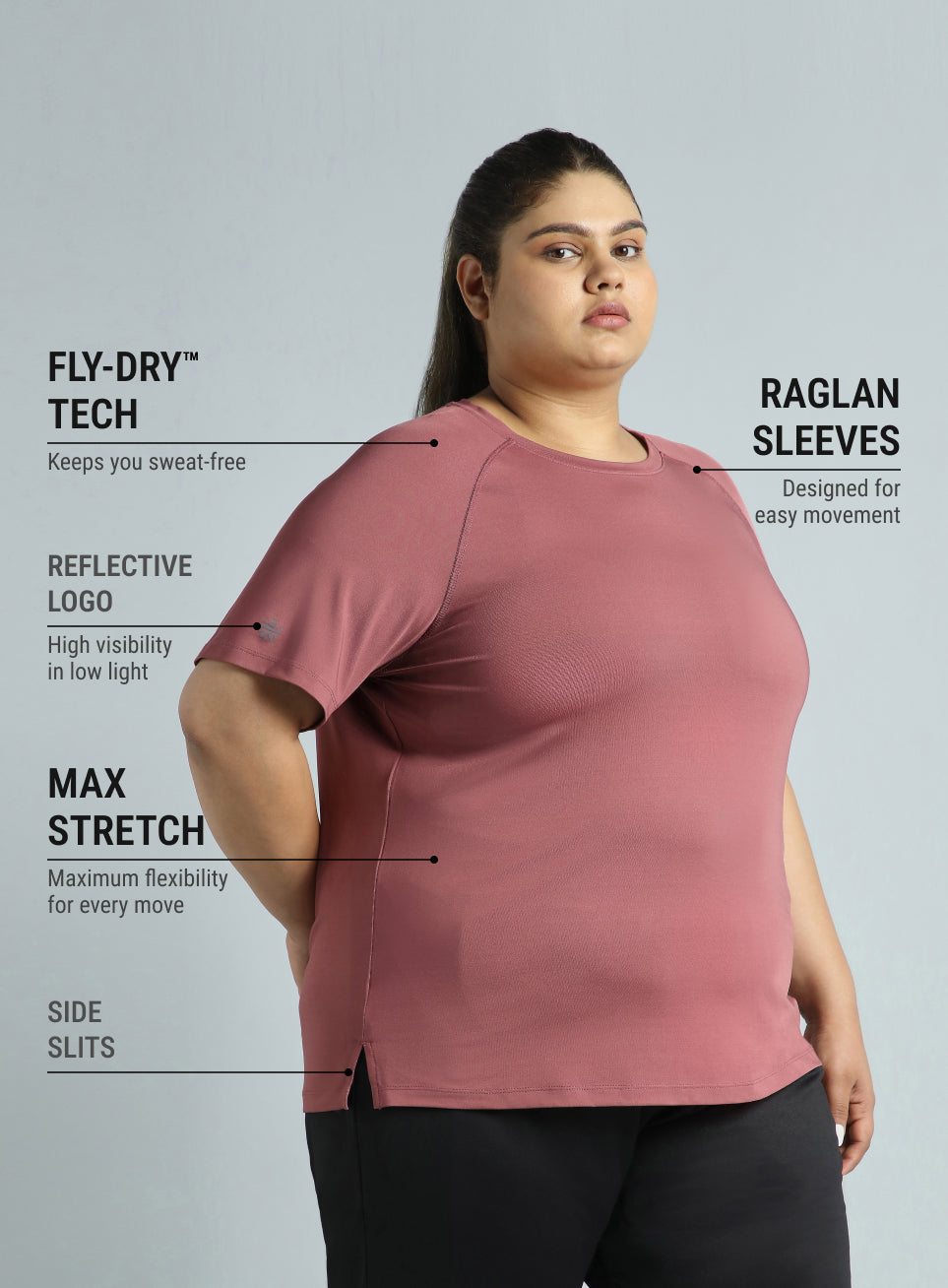 Women's Red Running Essential Plus Size Regular Fit T-shirt