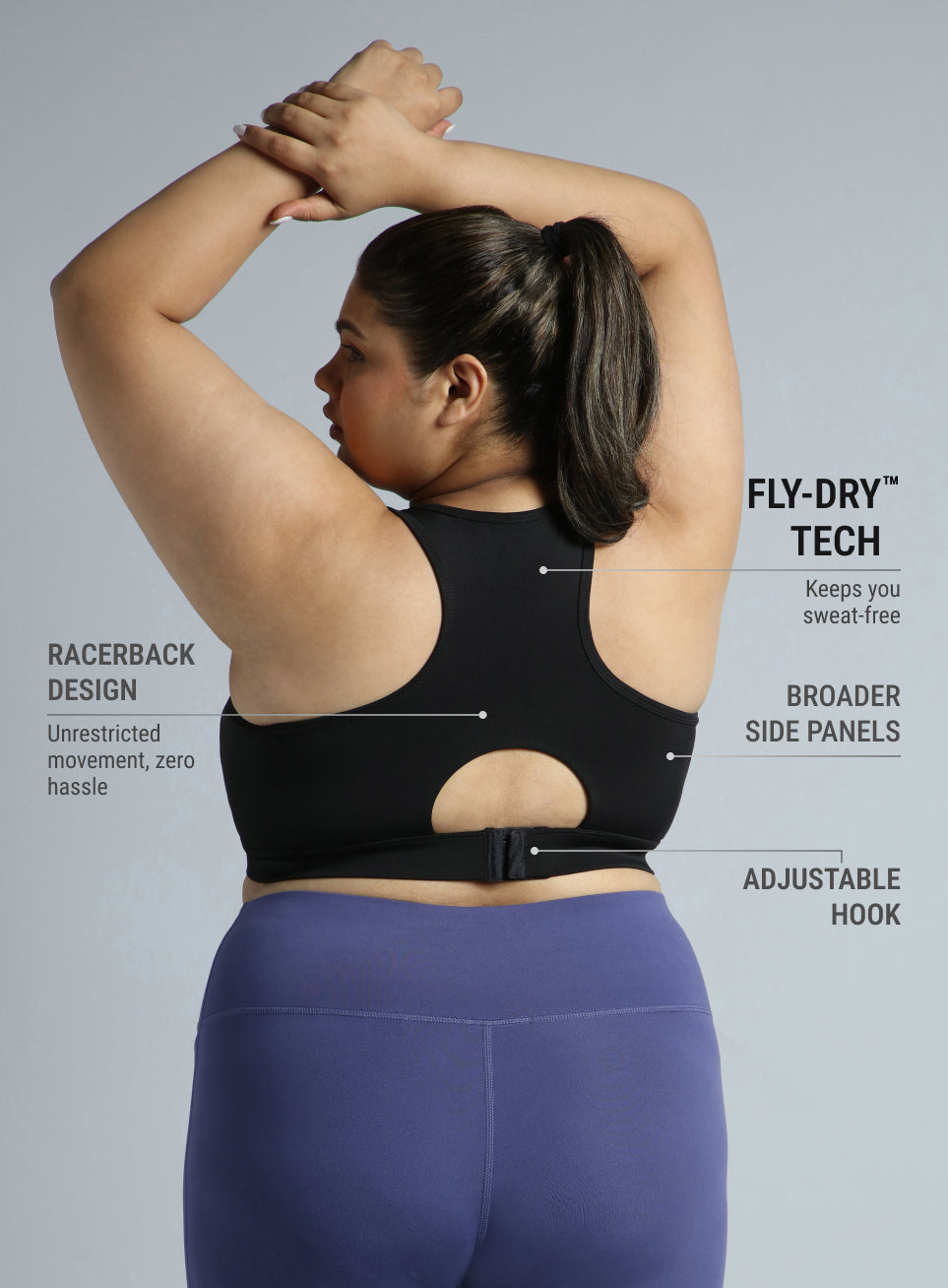 Women's Racer Back Hook Running High Support Plus Size Sports Bra