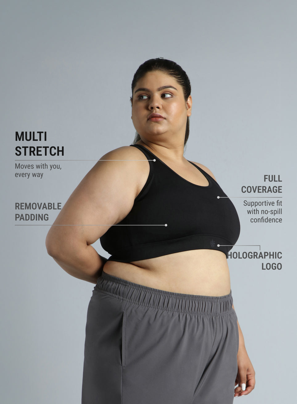 Women's Adjustable Strap Training High Support Plus Size Sports Bra