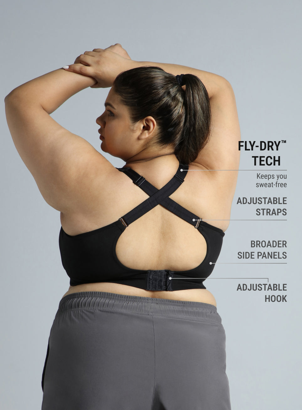 Women's Adjustable Strap Training High Support Plus Size Sports Bra