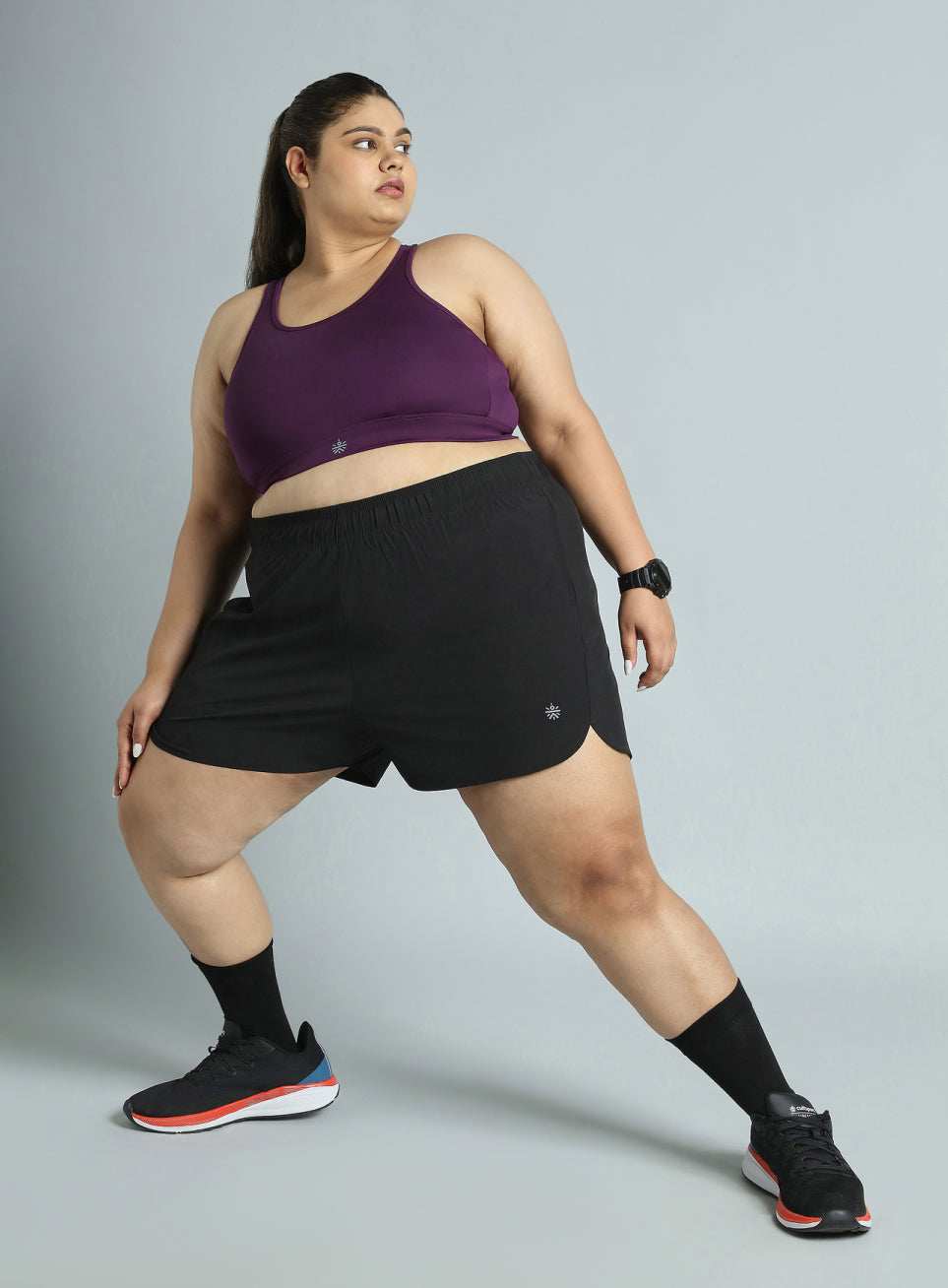 Women's Wine Adjustable Strap Training High Support Plus Size Sports Bra