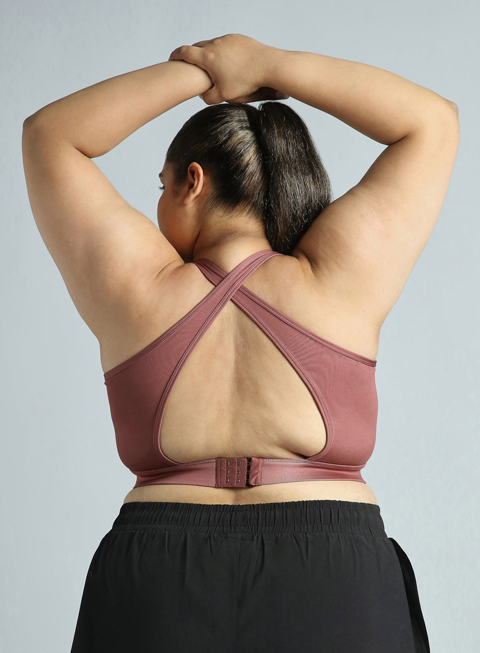 Women's Red Cross Back Hook Training High Support Plus Size Sports Bra