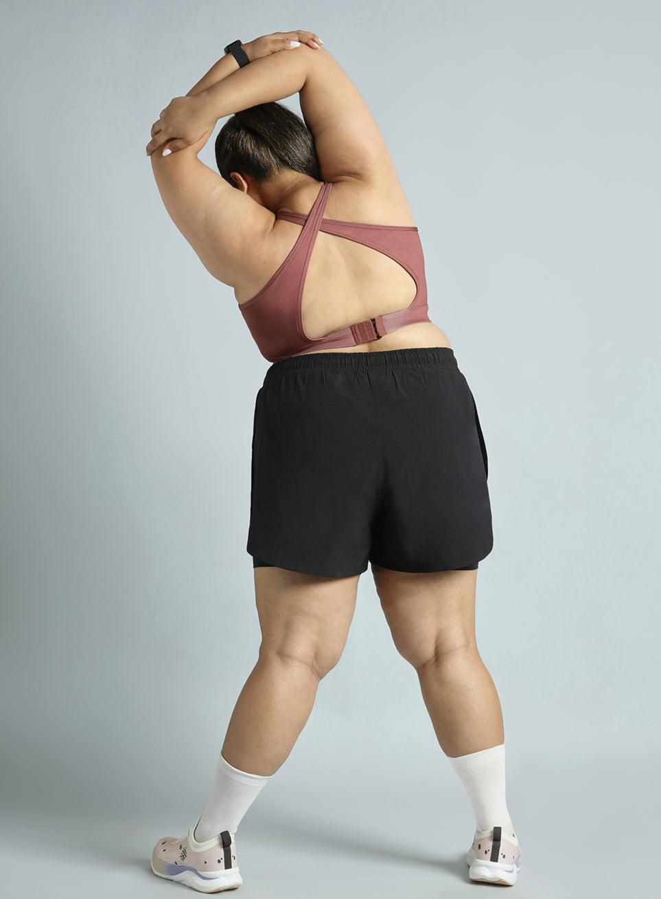 Women's Red Cross Back Hook Training High Support Plus Size Sports Bra