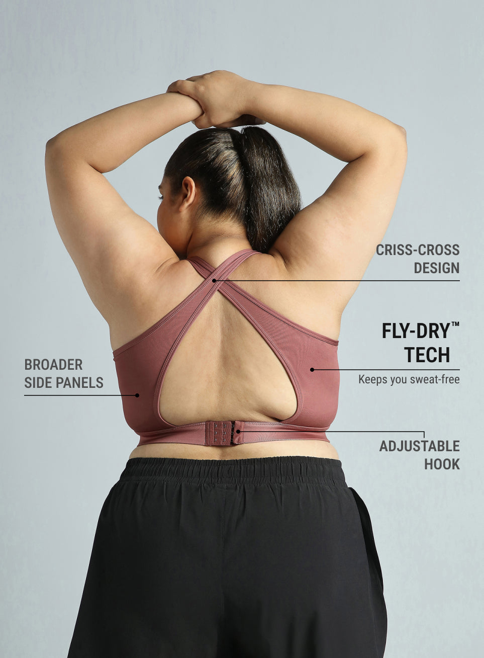 Women's Red Cross Back Hook Training High Support Plus Size Sports Bra