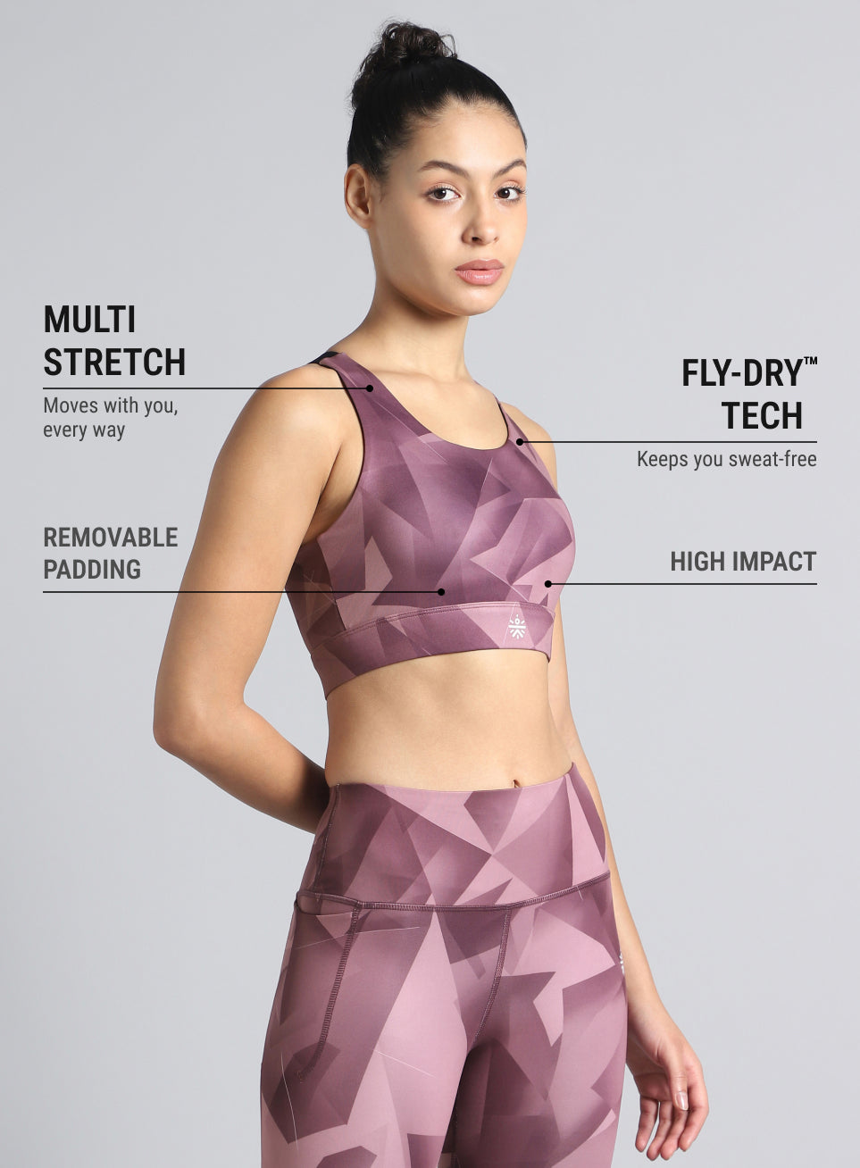 Women's Purple Feel The Beat Printed High Support Bra