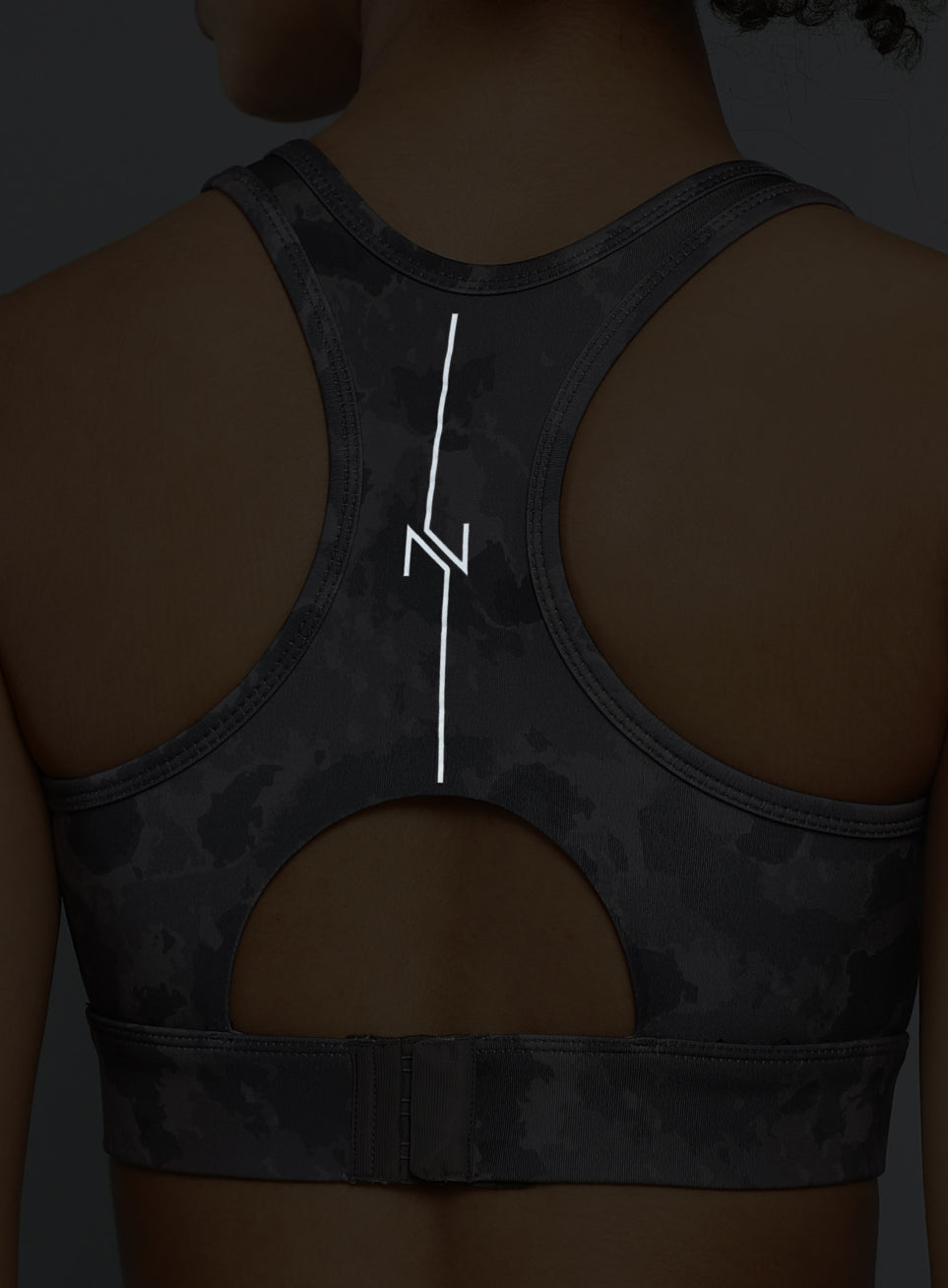 Women's Black Printed Racerback High Impact Bra