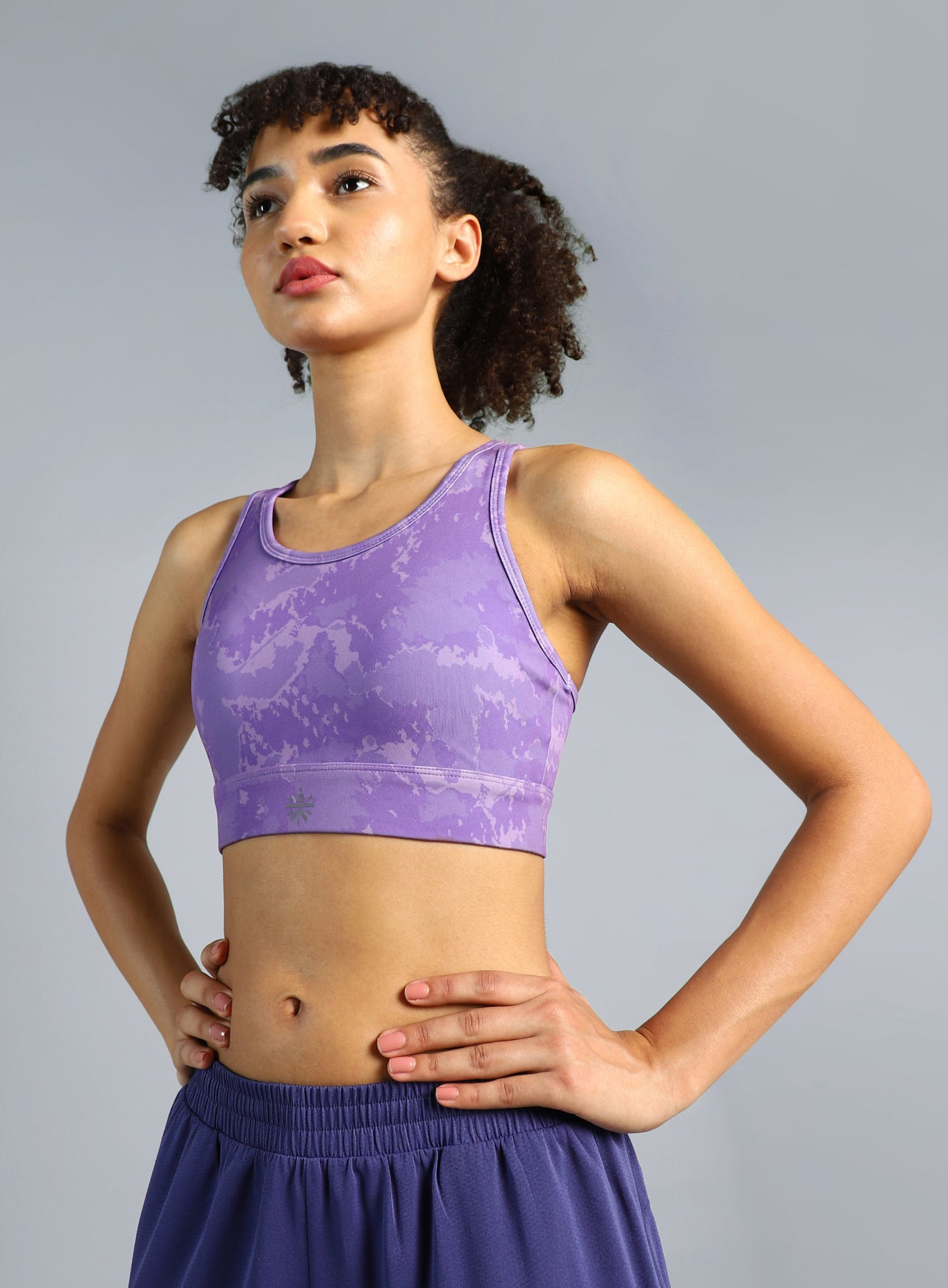 Women's Purple Printed Racerback High Impact Bra
