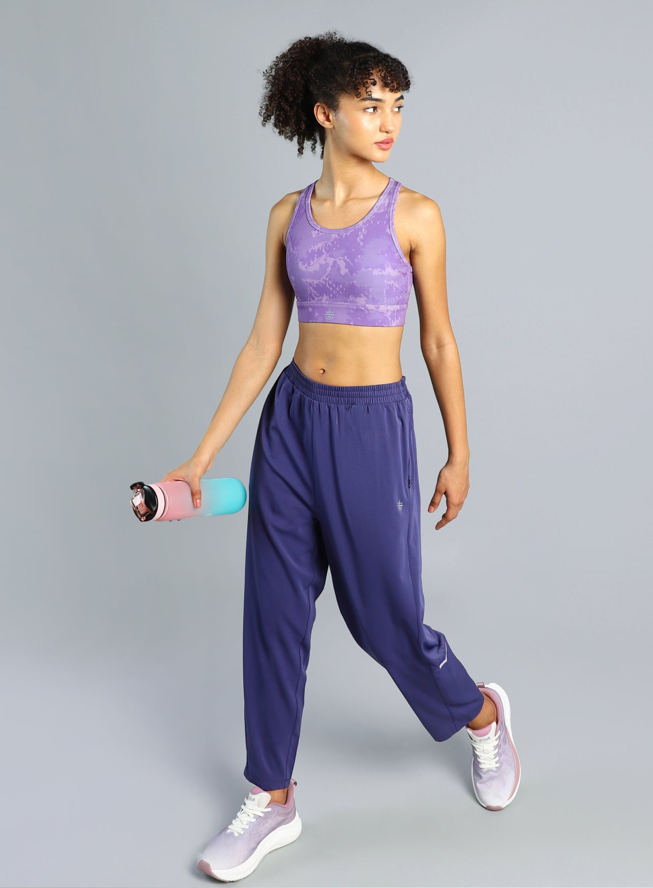 Women's Purple Printed Racerback High Impact Bra