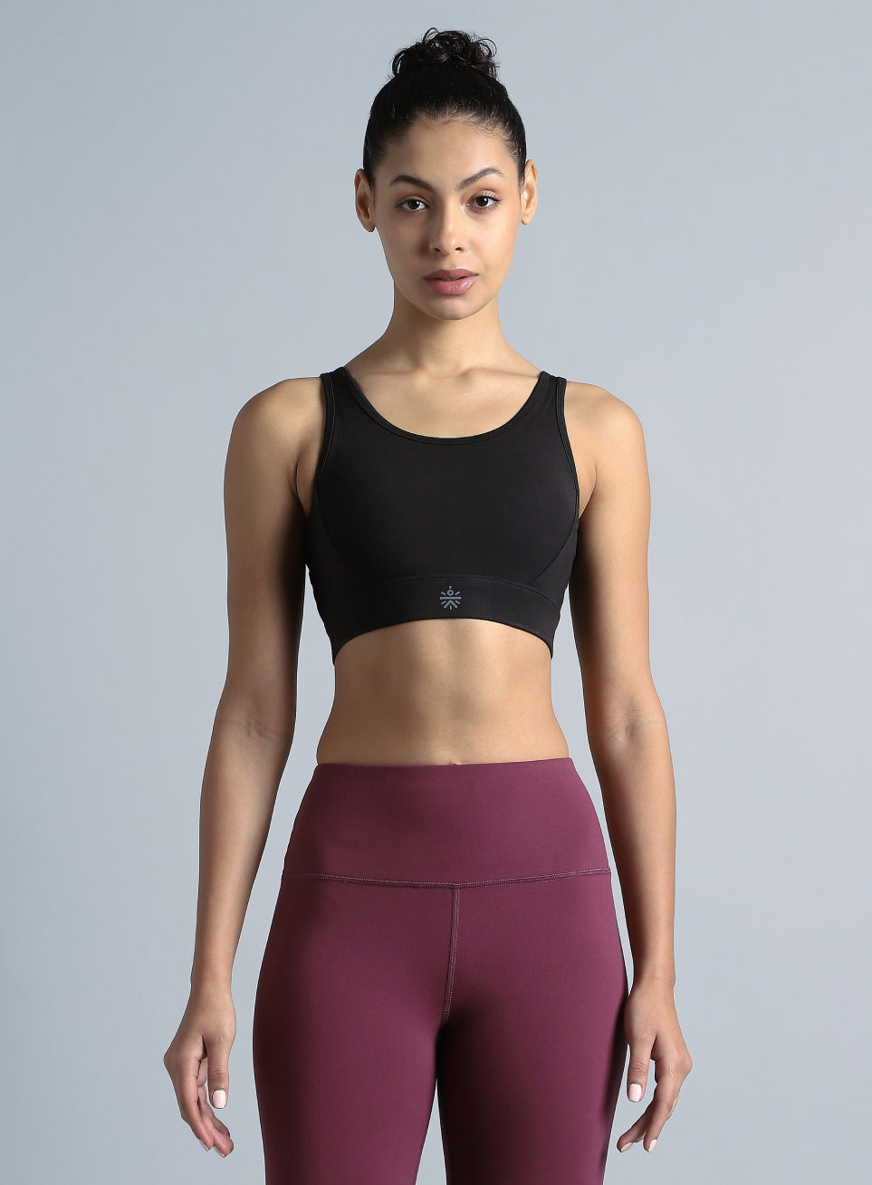 Women's Black AOP Cross Over High Impact Bra