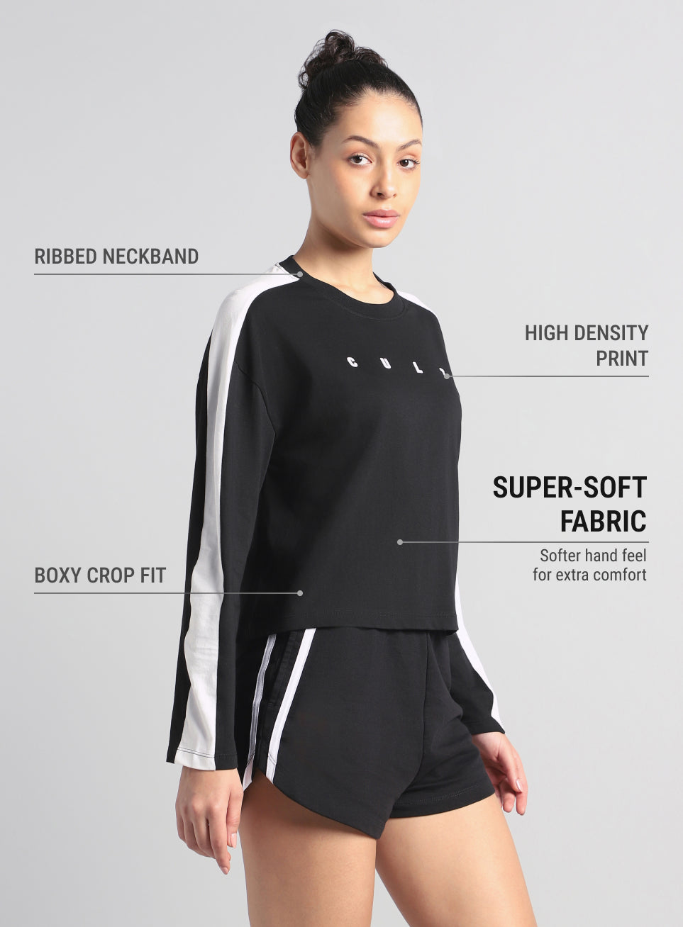 Women's Black Cult Sporty Full Sleeve T-shirt