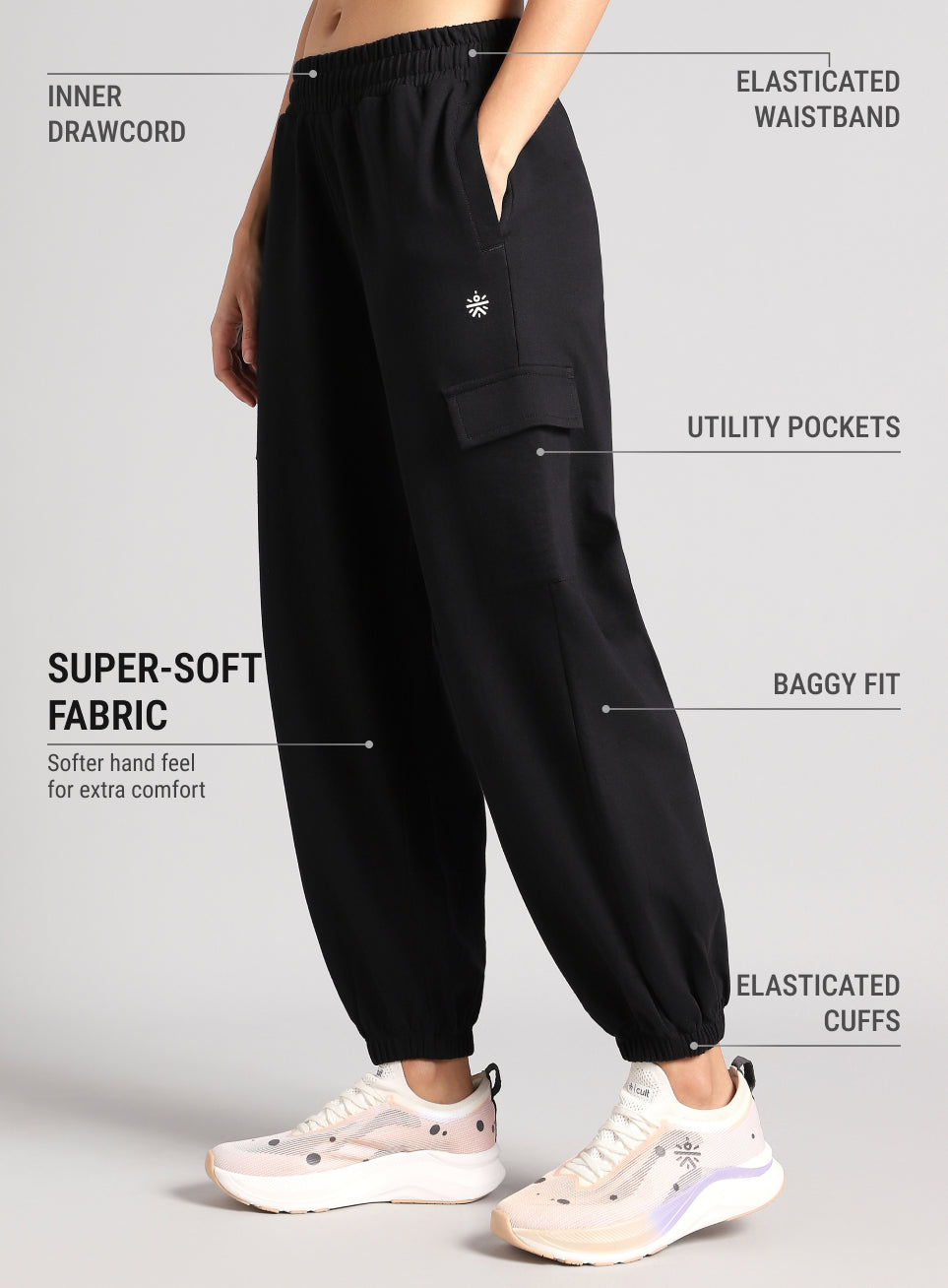 Women's Black Beyond Play Cargo Joggers