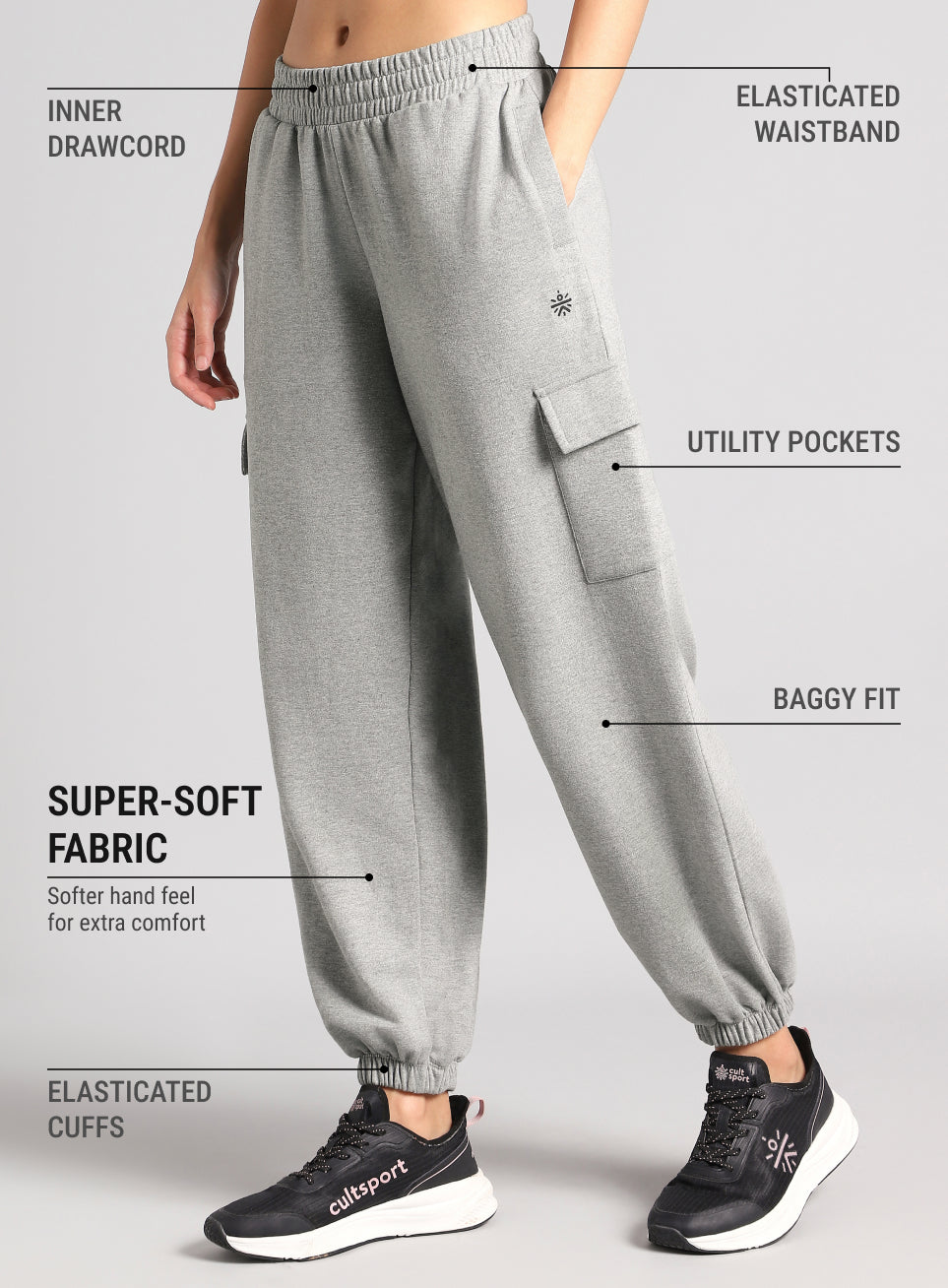 Women's Grey Beyond Play Cargo Joggers