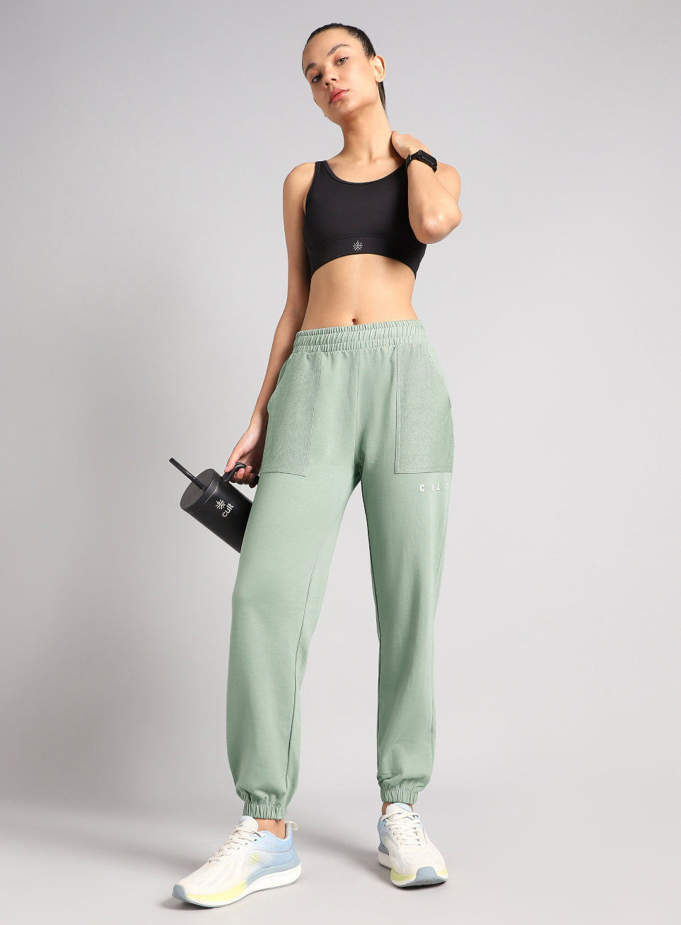 Women's Olive Play On Reverse Pocket Joggers