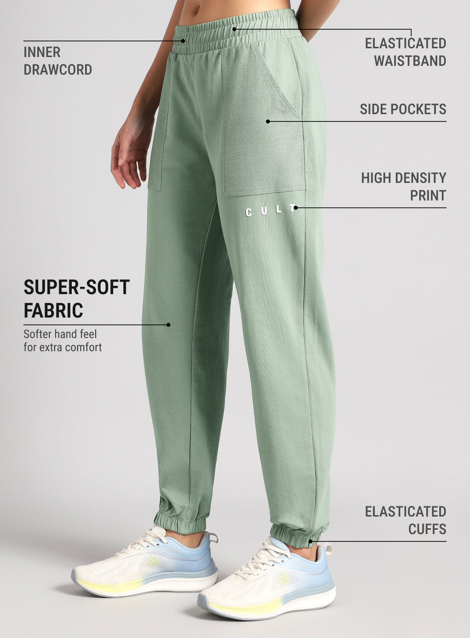 Women's Olive Play On Reverse Pocket Joggers