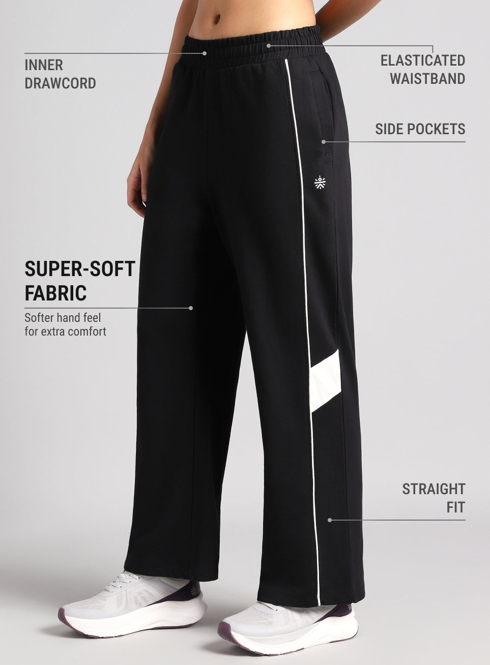 Women's Black Play On Straight Fit Trackpants