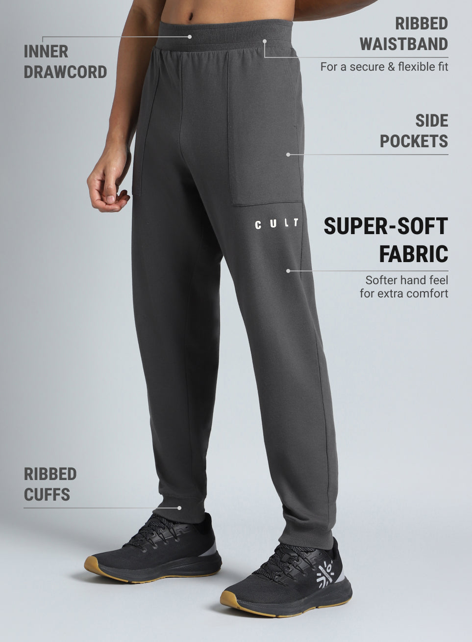 Men's Play On Dark Grey Reverse Pocket Joggers