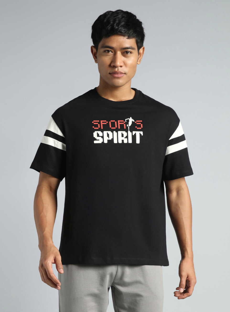 Men's Black Sports Spirit Graphic Relaxed fit T-shirt