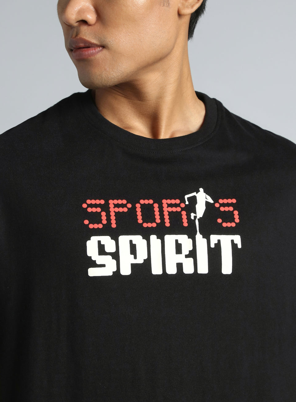 Men's Black Sports Spirit Graphic Relaxed fit T-shirt