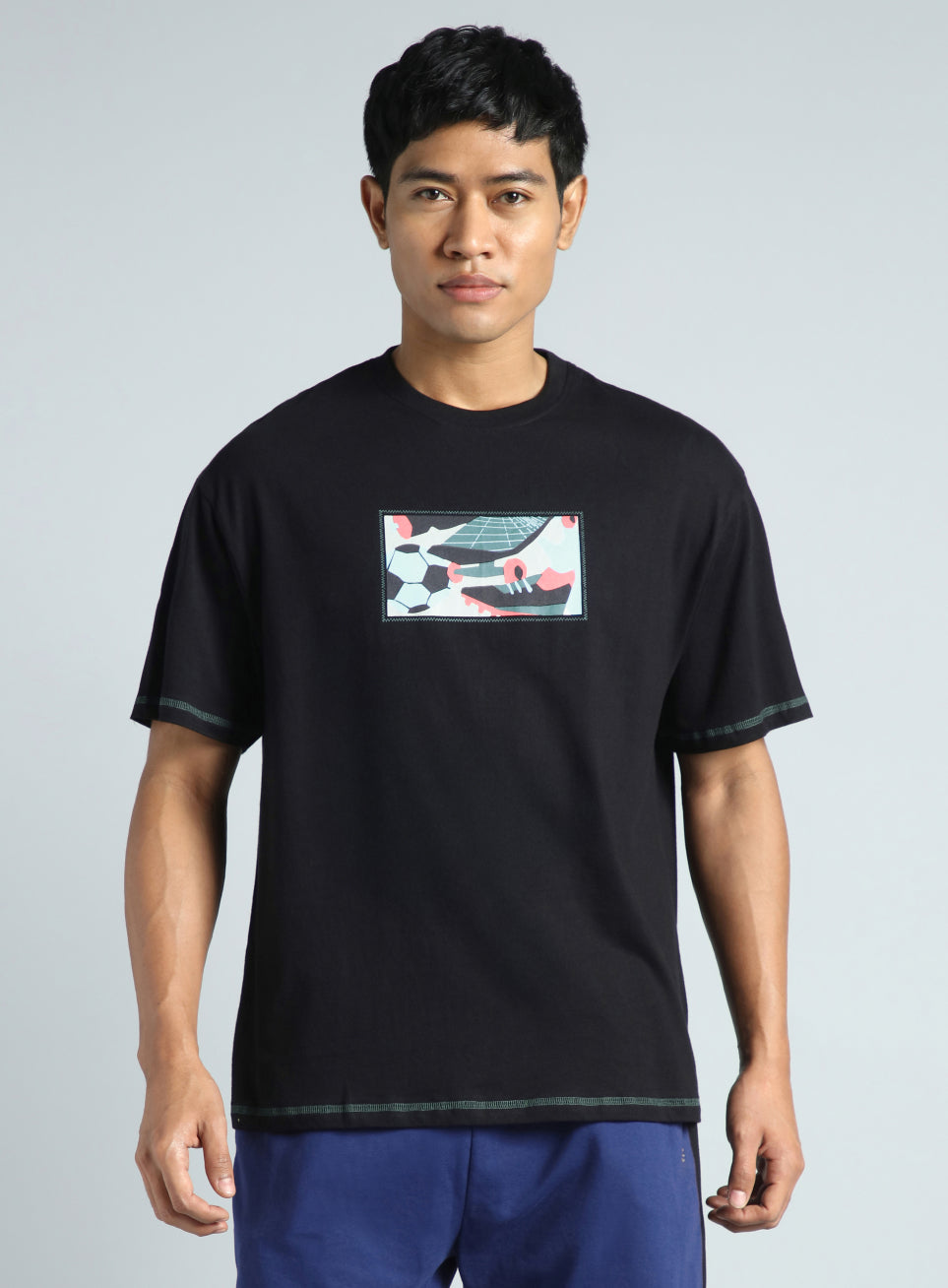 Men's Black Play On Relaxed fit Graphic T-shirt