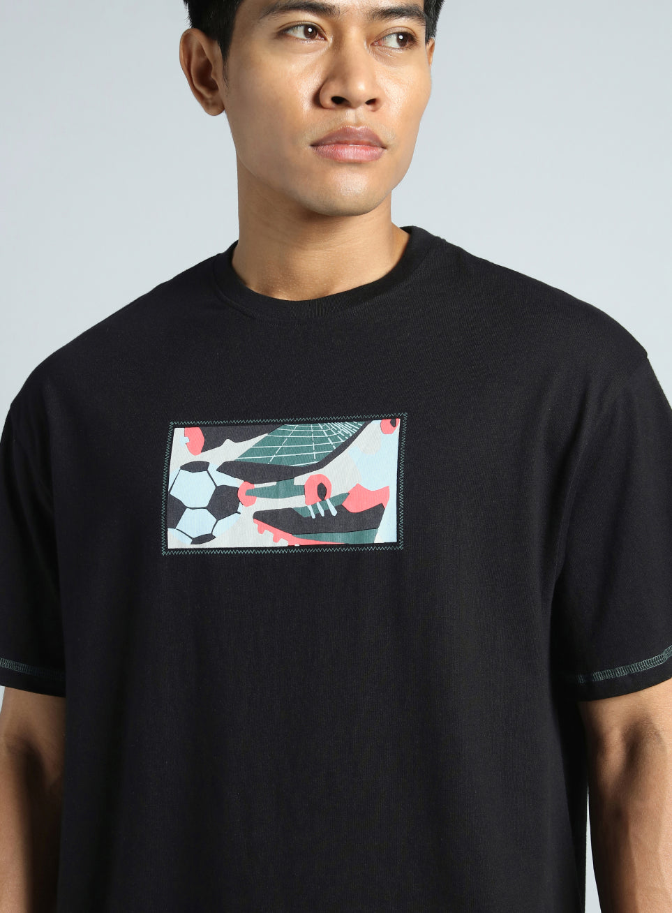 Men's Black Play On Relaxed fit Graphic T-shirt