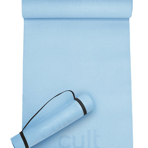 Cult Yoga Mat 4mm EVA with Carry Strap   Lightweight, Non-Slip, Cushioned & Sweat-Resistant Exercise Mat   Eco-Friendly Workout Mat for Yoga, Pilates, Meditation & Home Gym   Blue