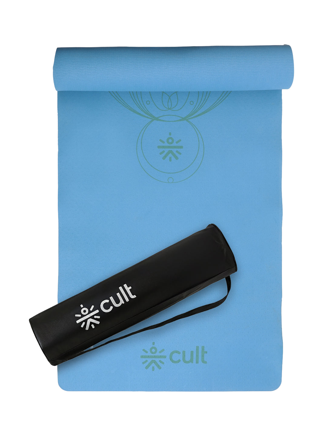 Cult TPE Yoga Mat, Non-Toxic Latex-Free, Anti-Slip, Extra-Thick Cushioning, Tear-Resistant, Travel Strap 6mm (Reef Blue)