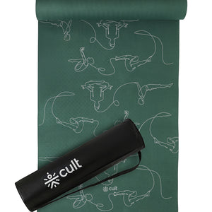 Cult TPE Yoga Mat, Non-Toxic Latex-Free, Anti-Slip, Extra-Thick Cushioning, Tear-Resistant, Travel Strap 6mm (Forest Green)