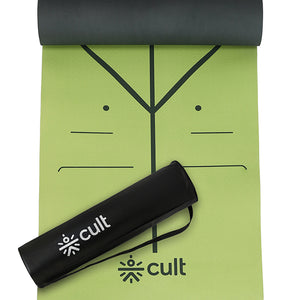 Cult TPE Yoga Mat, Non-Toxic Latex-Free, Anti-Slip, Extra-Thick Cushioning, Tear-Resistant, Travel Strap 6mm (Seismic Green)