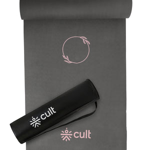 CULT Ultra Cushioned 8mm TPE Yoga & Pilates Mat   Eco-Friendly, Skin-Friendly, Anti-Skid, Tear-Resistant, Lightweight & Portable with Carry Strap and Bag  Ideal for Home, Gym & Outdoor Workouts - Dark Grey