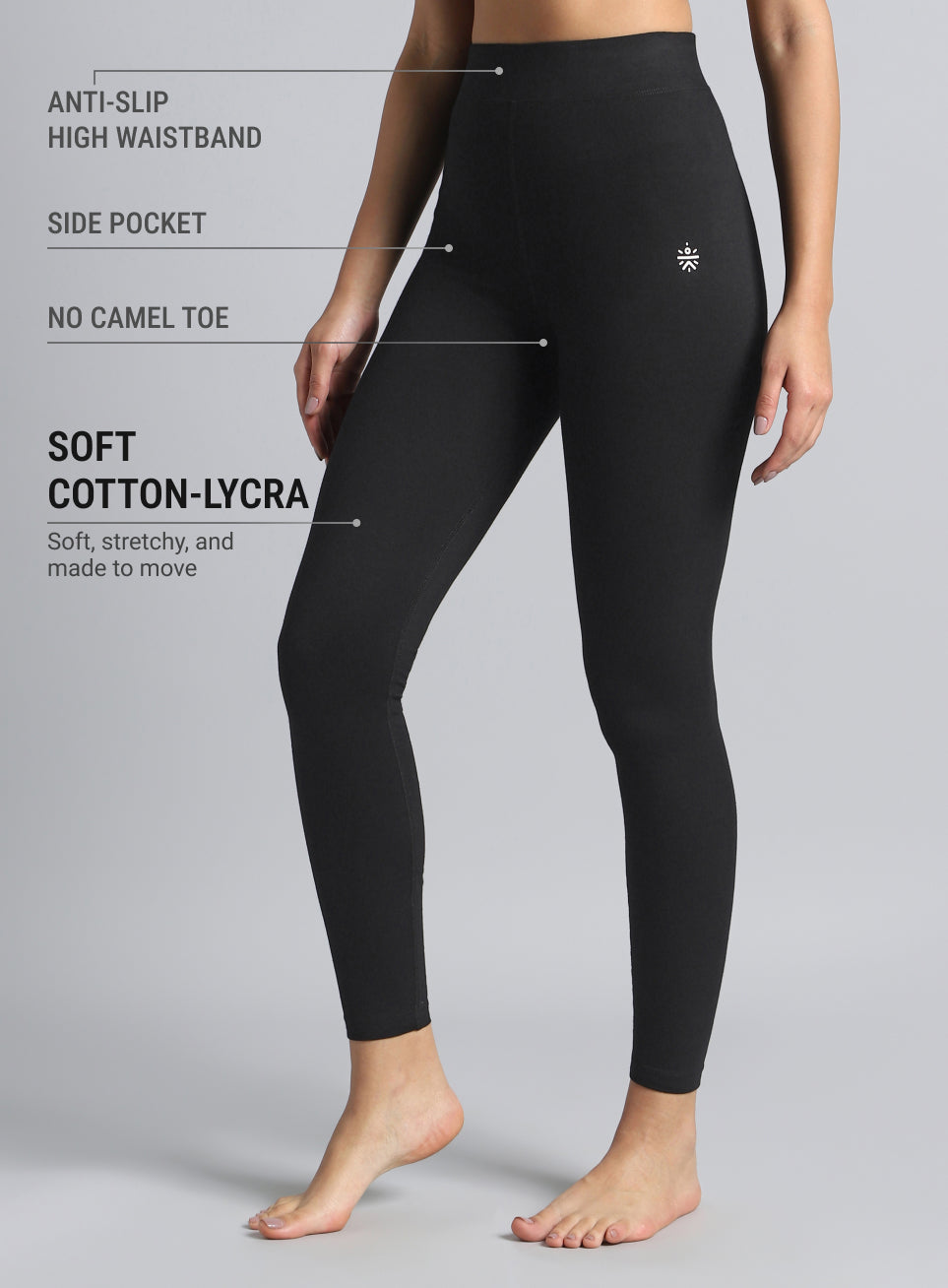 Women's Black Yoga Flow Cotton Tights