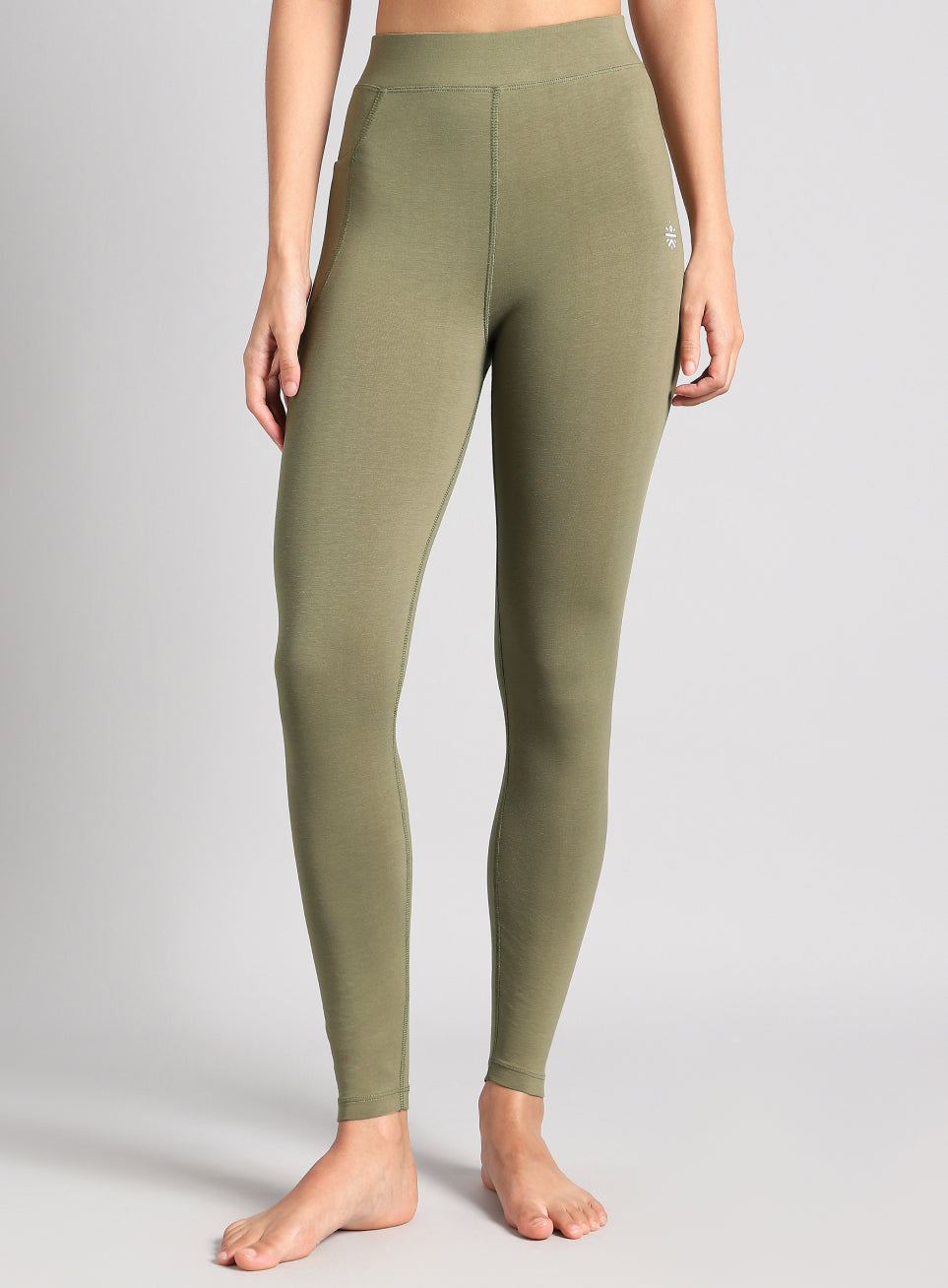 Women's Olive Yoga Flow Cotton Tights