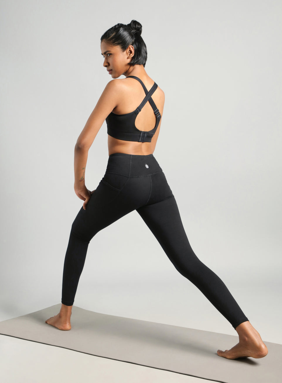 Women's Black Pause and Align Cotton Yoga Tights